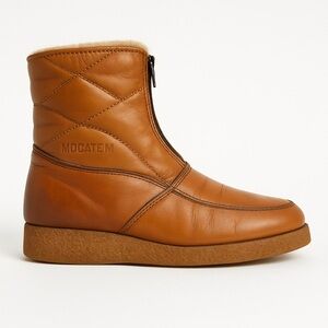 Mocatem leather shearling après ski boots winter crepe sole 13E / US 10.5 wide